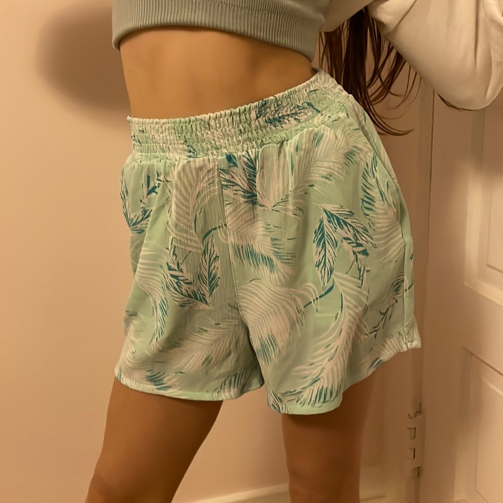 Teal palm tree shorts